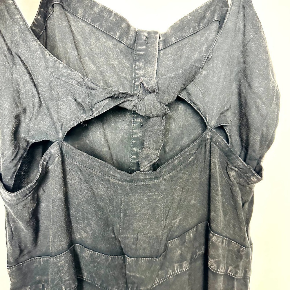 Chaser NWT Button Front Spaghetti Straps Cutout Knot Back Jumpsuit Black Small - Picture 7 of 8